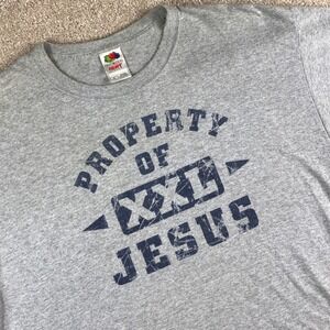 Property of Jesus XXL T-Shirt Gray Fruit of the Loom Heavy Cotton Size XL